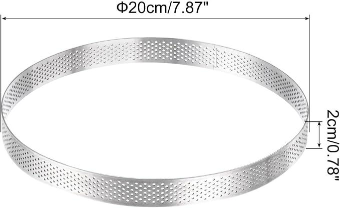 uxcell Stainless Steel Small Cake Rings, Perforated Cake Mousse Ring Kitchen Baking Heat-Resistant 7.8" Diameter, 0.8" Height,for Cake Dessert Biscuit Chocolate, Silver