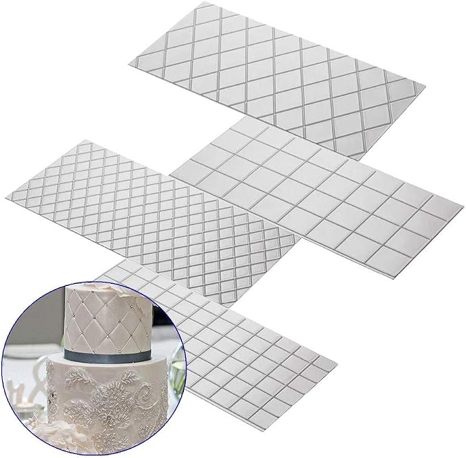 8 Pcs Embossing Mat, Fondant Impression Mat for Cake Decorating Clear Plastic Cake Decorating Tool