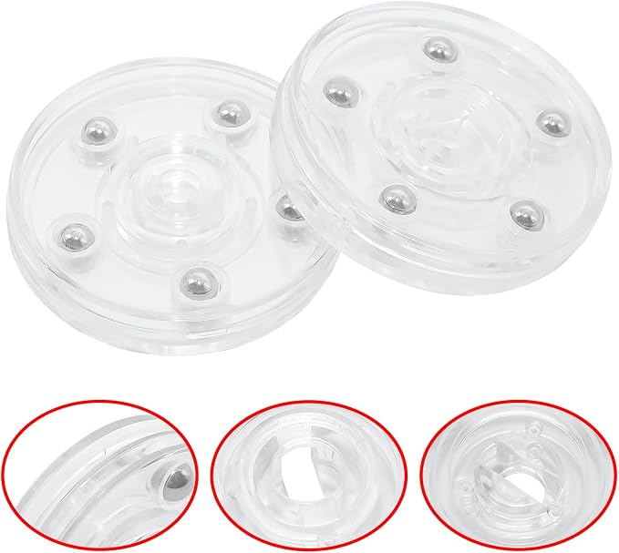 4 Pcs Clear 2.5 inch Acrylic Lazy Susan Rotating Turntable Organizer Bearings - Round Swivel Plate for Spice Rack, Table, Cake, Kitchen Pantry