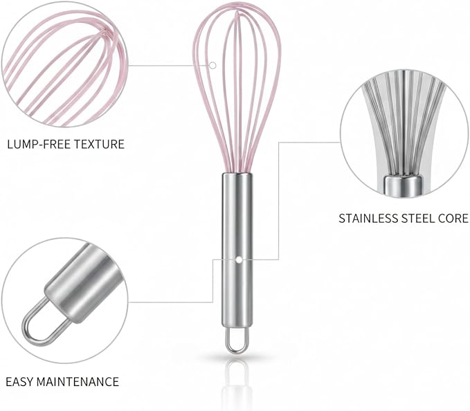 Mix Batters and Sauces with This 13-Inch Silicone Whisk Featuring Coated Wires
