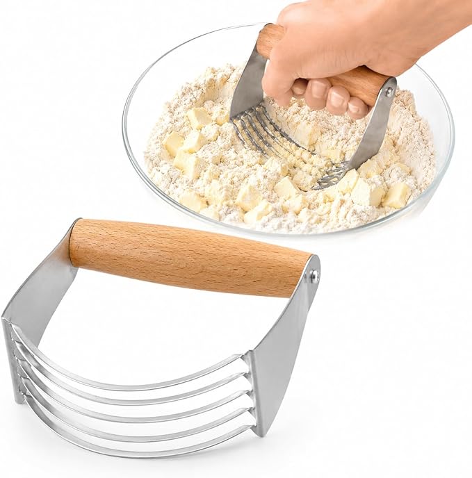 Mrs. Anderson’s Baking Professional 5-Blade Pastry Cutter and Dough Blender, Stainless Steel Blades with Wood Handle
