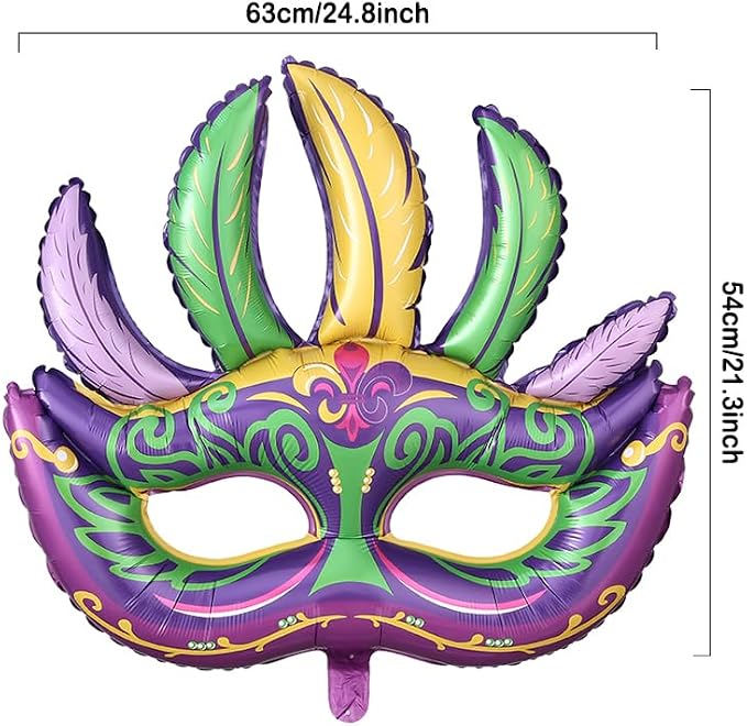 Mardi Gras Purple Green Yellow Gold Balloon Garland Arch Kit 156Pcs with Large Mardi Mask Explosion Star Foil Balloons for Carnival Birthday Masquerade Party Decorations Fat Tuesday Party Supplies