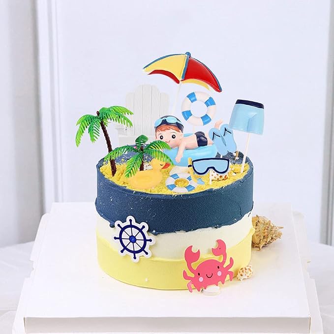 Swimming Pool Cake Decoration Beach Cake Decoration Swimming Pool Cake Topper Summer Beach Cake Toppers Summer Birthday Party Supplies Swimming Pool Party Supplies