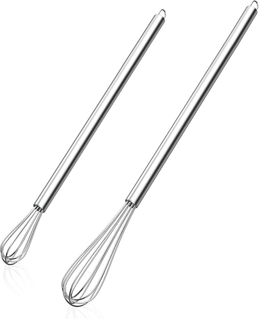 NileHome Mini Whisks Stainless Steel Whisk Set 9" 11"Kitchen Small Wisk Balloon Wire Tiny Whisks for Cooking, Whisking, Blending, Beating, Stirring 2 Pack