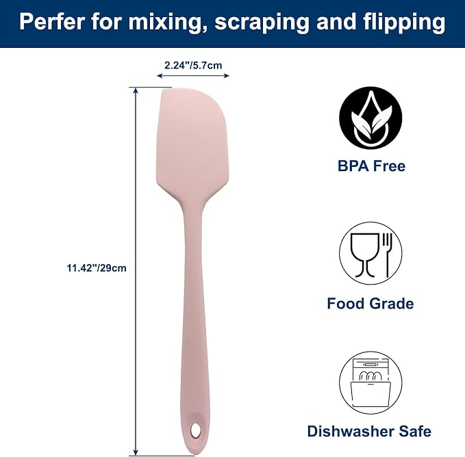 Large Silicone Spatula, 11.4 Inch Rubber Spatula with Nylon Core, Heat Resistant to 446°F, Kitchen Cooking Utensils Baking Bowl Scraper for Mixing & Scraping (Pink)