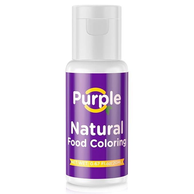 Natural Food Coloring- 20 Milliliters Dye Free Natural Food Coloring, FD&C & Artificial Dye Free Formula for Baking, Icing and Cooking, Cakes, Cupcakes, Frosting，Easter Eggs & Holiday Treats (PURPLE)