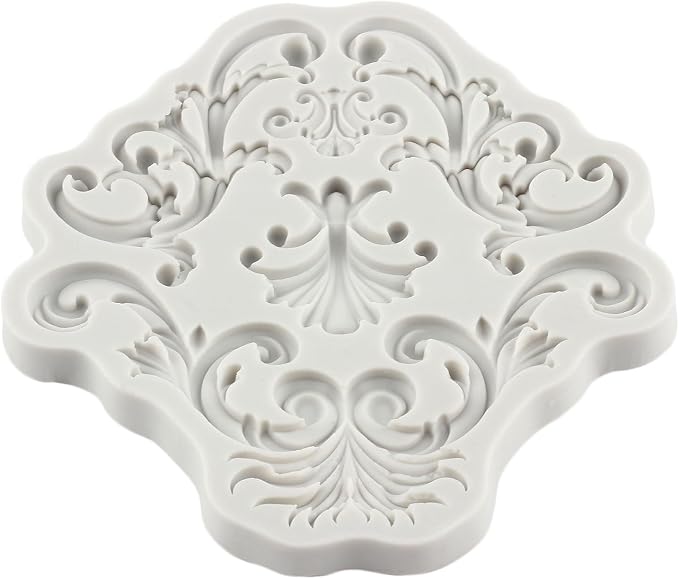 Baroque Fondant Silicone Molds Relief Flower Lace Chocolate Mold Scroll Lace Clay Mold Filigree Mold 3D Sculpted For Sugar Cake Decorating Cupcake Topper Gum Paste Candy Polymer Clay