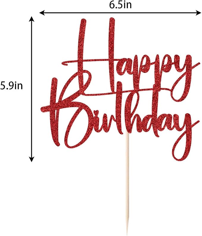red Happy Birthday Cake Topper, Happy Birthday Cake Bunting Deco, Baby Gender Reveal Party/Anniversary Party Decoration Supplies