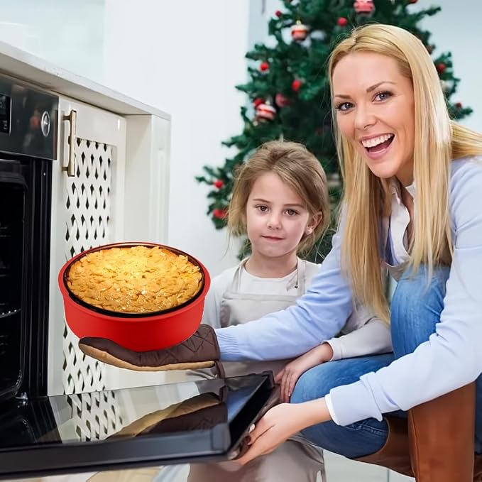 LOQJSS Cheesecake Pan Protector 10‘’ Round Springform Pan Silicone Cheesecake Water Bath Pan Round Cake Pan Baking Mold Preventing Water from Entering the Spring Form Pan(SIZE:10inch/red)