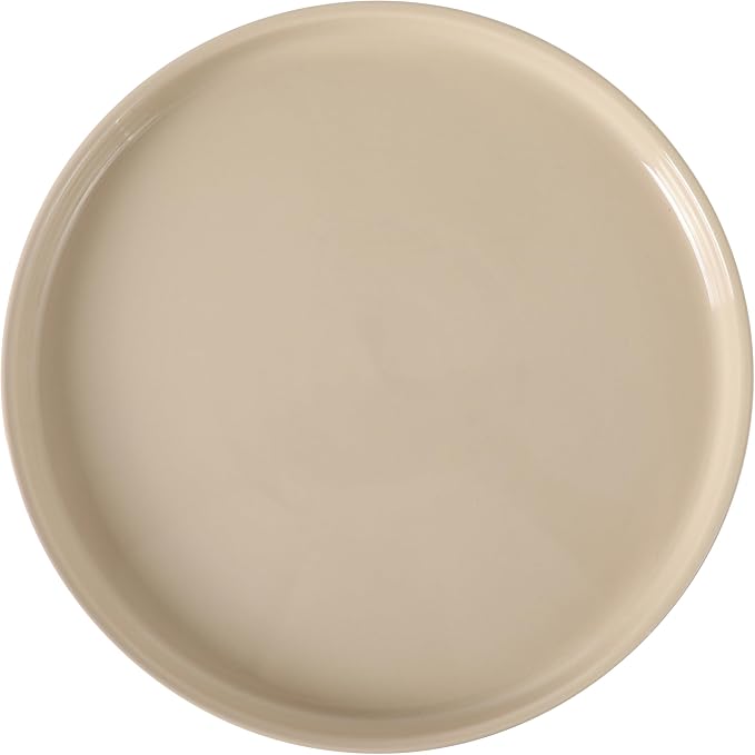 Gibson Elite 10.7-Inch Stoneware Cake Stand with Acacia Wood Base – Taupe Round Dessert Display Stand for Cakes, Cupcakes & Party Entertaining