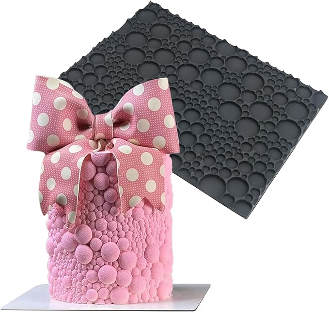 mostsom Silicone Lace Cake Mold for Fondant & Chocolate,Embossing Round Bubble Decorating - Reusable Baking Tools for Cupcakes, Cookies, Cake Decorations (F_ Round Bubble)