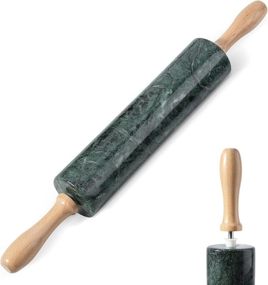Koville Indian Green Marble Rolling Pin, Non-Stick Stone Dough Roller, 18 Inch Rolling Pin for Baking,Pasta, Dumpling, Ravioli, Fondant,Pie Crust, Kitchen Baking Pastry Tools, Kitchen Essential