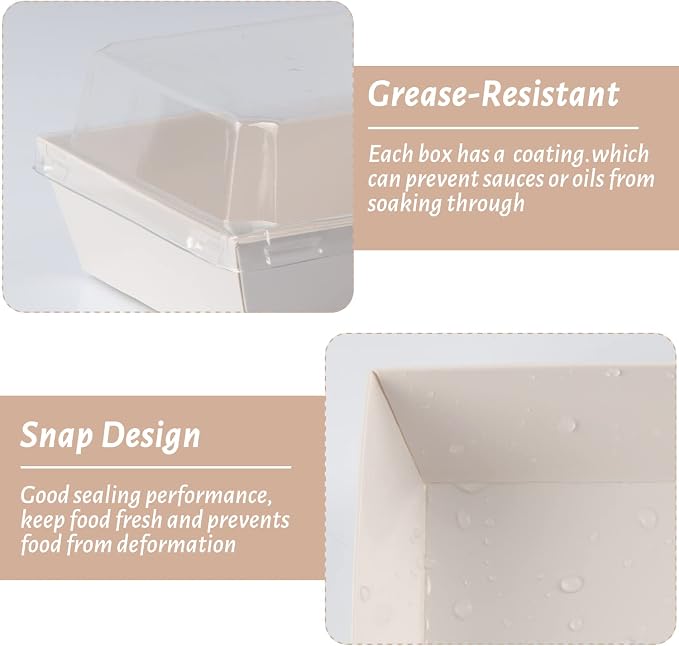BUIYLV 50 Pack Charcuterie Boxes with Clear Lids, 4 Inches White Dessert Boxes To Go Disposable Mini Charcuterie Boxes for Cookie, Sandwich, Strawberry, Cupcake, Macaron, Cake Slice