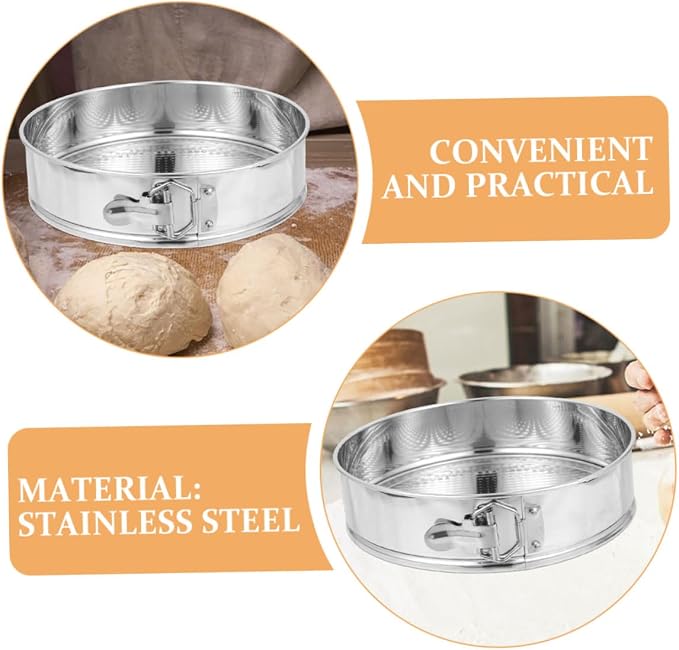 Stainless Steel 9-inch Springform Cake Pan, Leakproof Cheesecake Mold with Locking Clamp and Removable Bottom, Food-grade 304 Baking Tin for Home Kitchen Baking