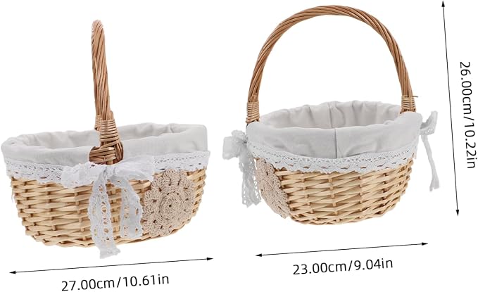 1pcs Hand Woven Rattan Basket Cloth Lining Multipurpose Storage Organizer for Bread Fruits and Picnic Essentials Lightweight Design for Easy Carrying