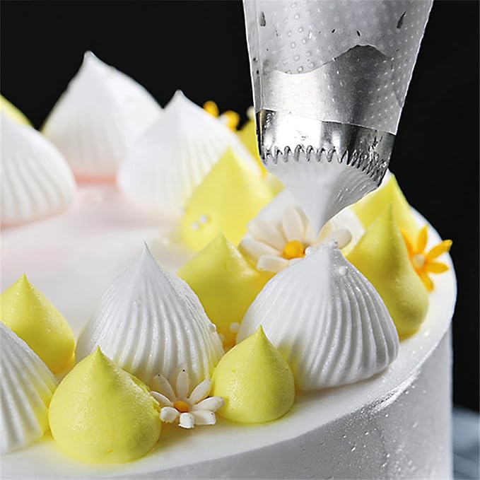 Hendiy Large Square Round Piping Cakes Decoration Set Nozzles Tips Piping Kit for Pastry Cupcakes Cakes Cookies Decorating Stainless Steel Kitchen Gadgets Decor (Type 4) | Cupcake Frosting Kit, Churro Piping Tip, Pastry Tips, F02 F06 9ft R22l