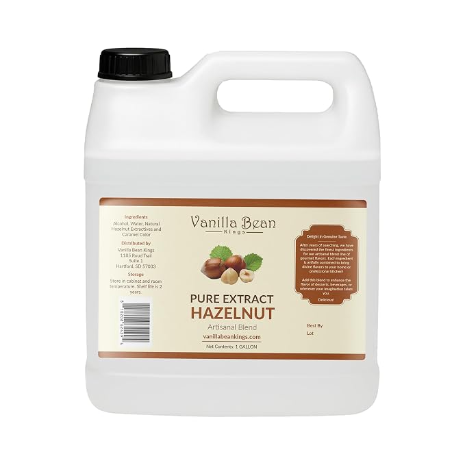 Pure Hazelnut Flavor for Baking and Flavoring - Premium Quality Natural Flavors for Baked Goods, Desserts, & Cooking -1 Gallon