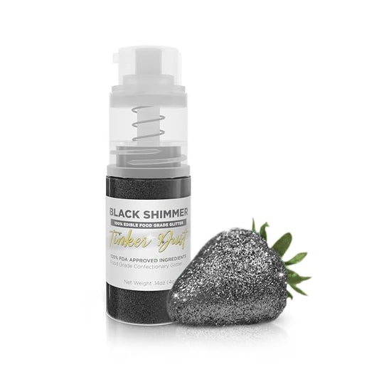 Bakell - Black Tinker Dust (4g, 1x Mini Spray Pump) Edible Glitter for Food, Desserts, and Baked Goods!