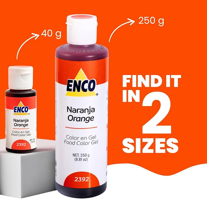 ENCO Food Coloring Gel Orange 1.41 oz (40g) Concentrated, Vegan