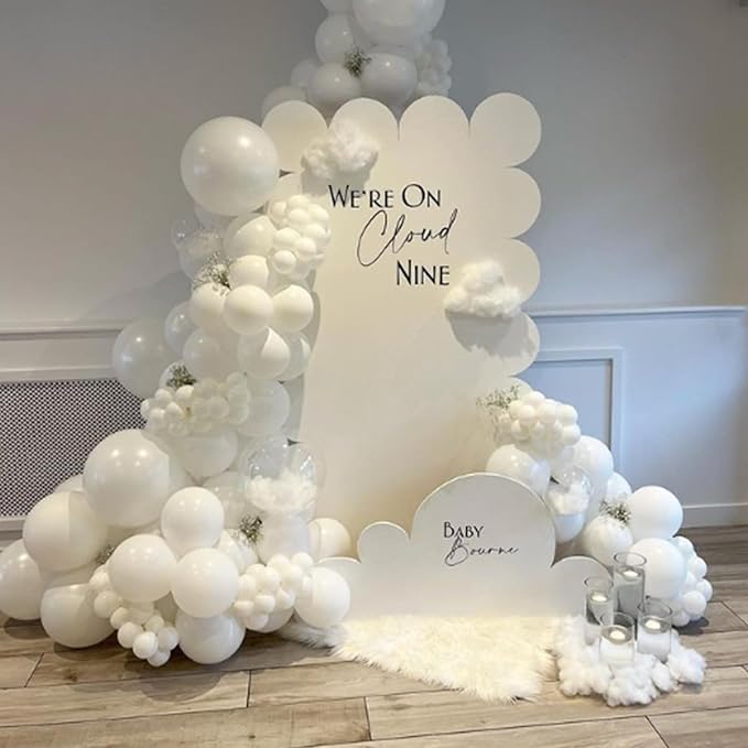 120pcs White Balloon Arch Kit, 18 12 10 5 inch White Latex Balloons Different Sizes Balloon Garland for Engagement Bachelorette Bridal Shower Wedding Party Birthday Decorations