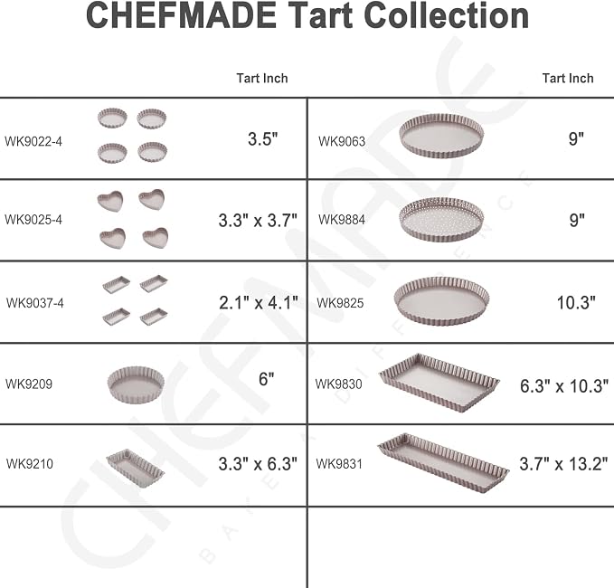 CHEFMADE Rectangular Tart Pan, 7 Inch Non-Stick Quice Pan with Removable Loose Bottom for Oven Bake(Champagne Gold)