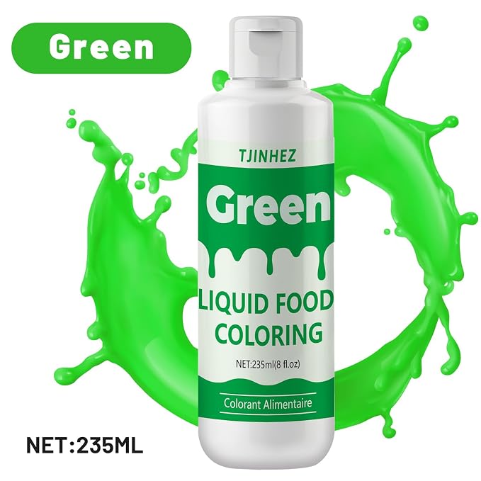 Food Coloring Liquid - Vibrant Concentrated Edible Dye for Baking, Cake Decorating & Icing - Tasteless Food Color Dye for Fondant, Easter Eggs, Macarons, Slime & DIY Crafts (Green, 8 Fl.oz)
