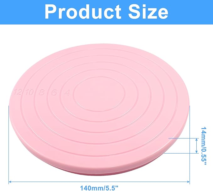 Bonsicoky 1 Pcs Cake Decorating Turntable - 5.5 Inch Revolving Cake Stand - Cookie Decorating Swivel Stand for Kitchen Cake Baking - Pink