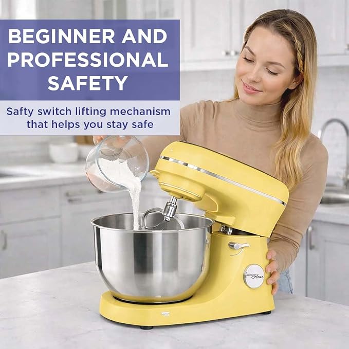 Magnavox Home, 6.3 qt Digital Touchscreen Stand Mixer, 11 Speeds, Yellow