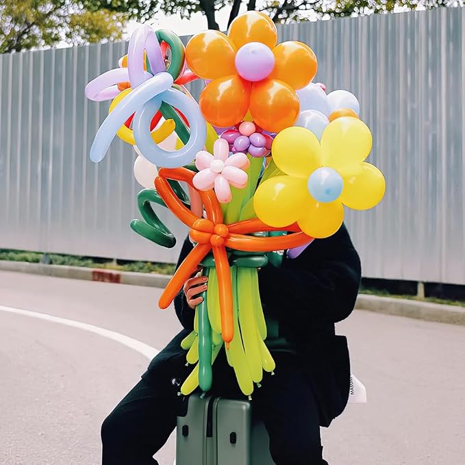 Pastel 260 Assorted Color Long Balloons for Garland - Thick, Skinny, Latex, Twisting, Modeling Magic Balloons - Rainbow Birthday Party Decorations - 100 Pcs