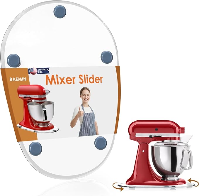 360°Rotating Mixer Slider Mat, Compatible with KitchenAid 5-8 Qt Bowl Lift Stand Mixer, Clear Acrylic Thickened Sliding Tray, Countertop Storage & Moving Accessories