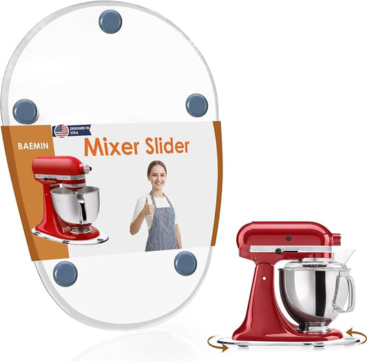 360°Rotating Mixer Slider Mat, Compatible with KitchenAid 5-8 Qt Bowl Lift Stand Mixer, Clear Acrylic Thickened Sliding Tray, Countertop Storage & Moving Accessories