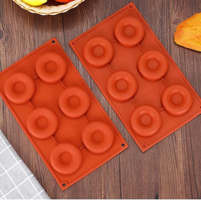 6 Cavity Donut Mold Silicone Non-stick Baking Tray Heat-resistant Reusable Folded Donuts Maker Colorful Soft Dessert Making Tool