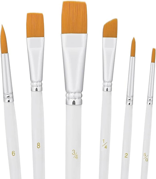 6PCS Cake Painting Brushes Set Food Paint Brushes Food Safe Cake Decorating Brushes for Dusting Edible Glitter Edible Color for Cake Cookie Decoration (White)