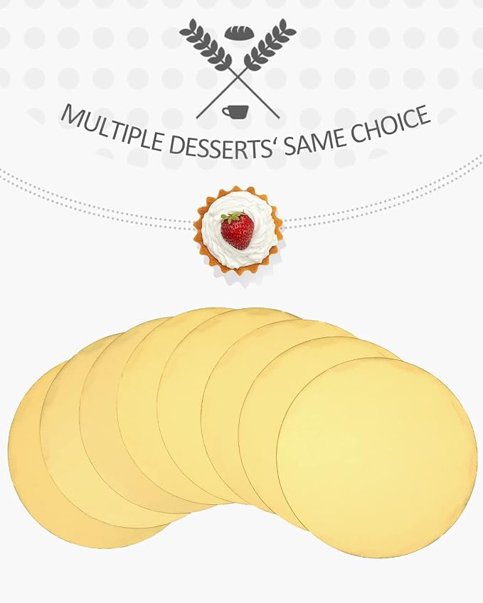 qiqee 10 Inch Gold Cake Boards Round 40-Packs Circles Rounds Base Food-Grade Cardboard Cake Plate（Thinner But Stronger