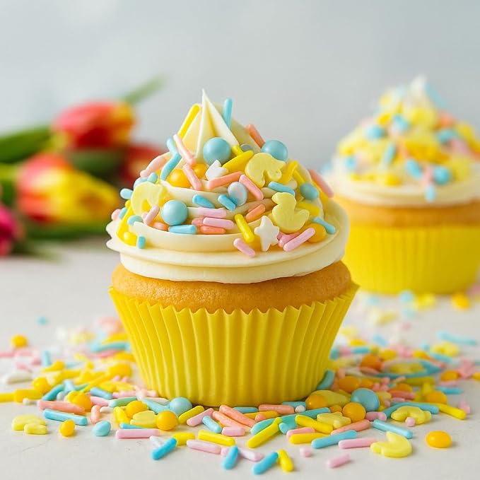 Oasis Supply Baby Shower Sprinkles & Sugar Shapes – Edible Decorations for Cakes, Cupcakes, and Cookies – Gender Reveal, Boy, Girl, and Neutral Party Baking Decorations - Ducky Mix - Assorted