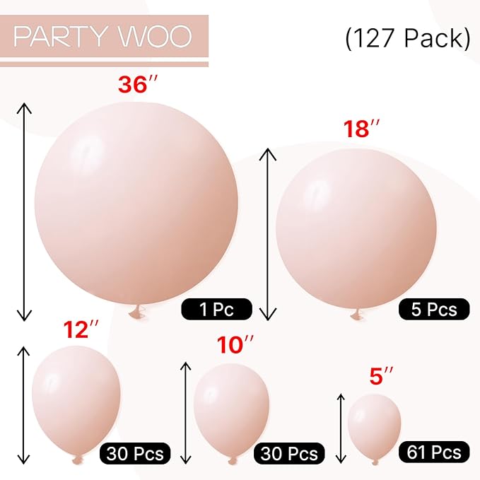 PartyWoo Pastel Orange Balloons 127pcs Different Sizes of 36 18 12 10 5 Inch Light Pale Orange Peach Latex Balloon Arch Kit Garland for Wedding Baby Shower Girl Birthday Party Decorations Orange-Q02