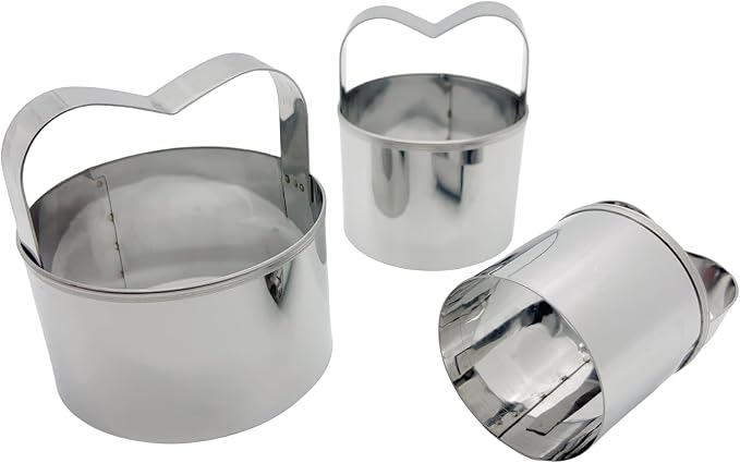 3-Piece Round Cookie Cutters Set with Handle - 2, 2.5, and 3 Inch Sizes, 0.4mm Thickness, Beautiful Design - Perfect Biscuit Cutter for Baking
