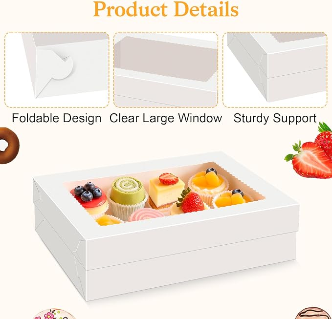 Essenya 15 PCS Sheet Cake Boxes, 19x14x4 Rectangle Cake Box, Half Sheet Cake Box, White Baking Boxes, Large Bakery Boxes, Cajas Para Pasteles, 19x14 Cake Boxes for Birthday, Wedding, Party, Business
