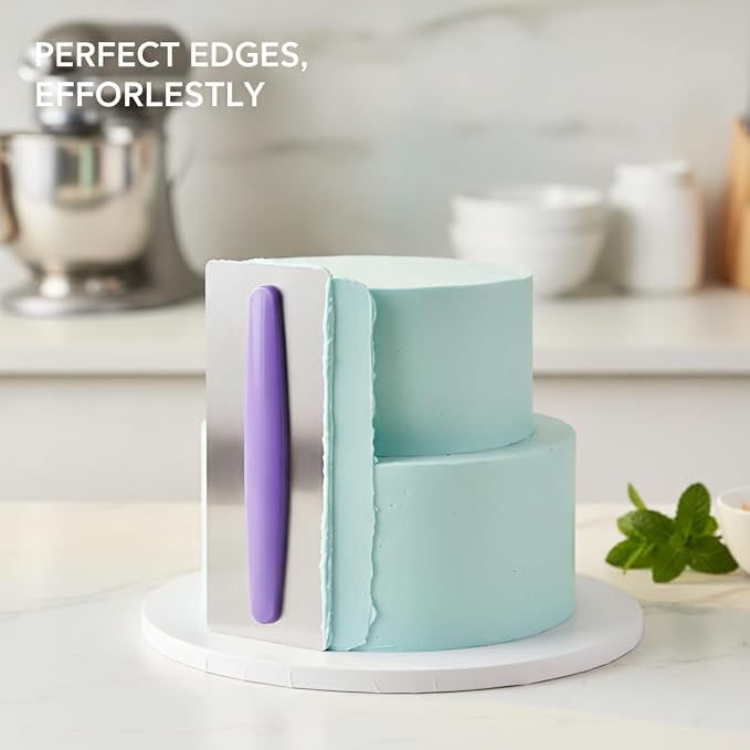 Wedding and Birthday Cake Decorating, Metal Icing Smoother Scraper, 10.8 Inch Rigid Blade for Smooth Frosting (1 Piece)