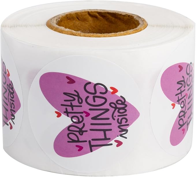 WRAPAHOLIC 2 Inch 500 Total Labels Pretty Things Inside Stickers - Heart Thanks for Shopping Small Shop Local Handmade