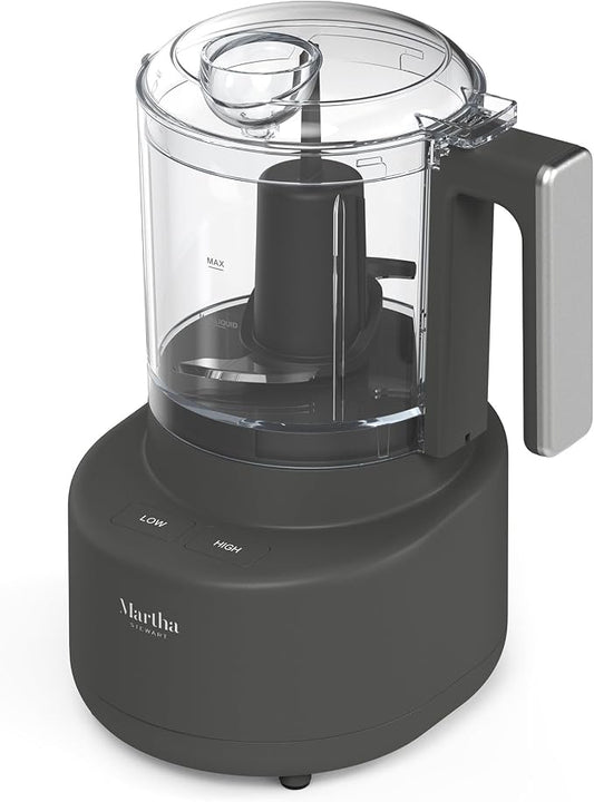 Martha Stewart 3 Cup Electric Food Chopper, Vegetable & Herb Mini Food Processor, 24oz BPA-Free Bowl, Stainless Steel Blades, Pour Spout, Dicing, Mincing, Chop & Puree, Dishwasher Safe, Caviar