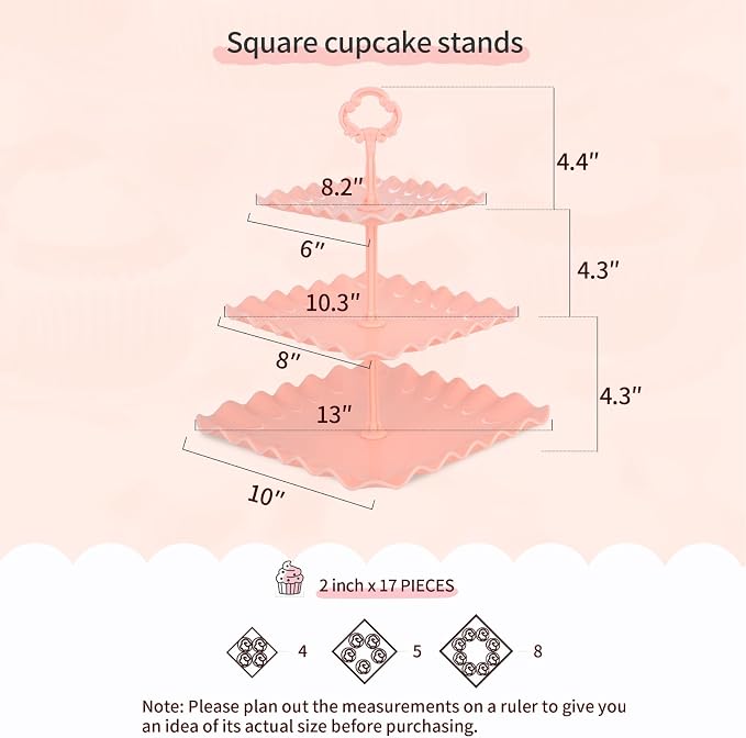NWK 5 Piece Cake Stand Set with 2 x Large 3-Tier Cupcake Stands, 3 x Appetizer Trays, for Wedding Birthday Baby Shower Tea Party Decorations (Colorful)