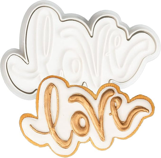 Love Cookie Cutters with Plunger Stamps Baking Dough Tools Wedding Cake Shapes PLA Accessories Cutter Molds for Birdesmaid Decorative Party 3.5" Kitchen Supplies