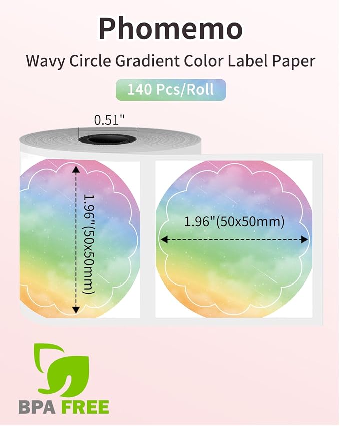 Phomemo Circle Labels for M110/M120/M200/M220, 1.96" x 1.96" (50x50 mm) Thermal Round Gradient Color Labels for Barcode/Logo/Gift/Thank You/Small Business/Home Use, Purple