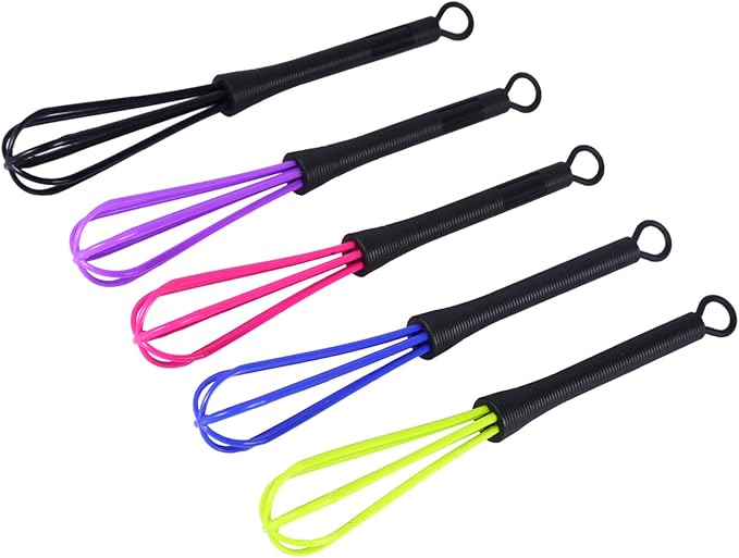 5-Pc Silicone Whisk Set Heat Non-Stick Balloon Whisks for Cookware 3 Sizes Large Mini Color-Coded Kitchen Tools