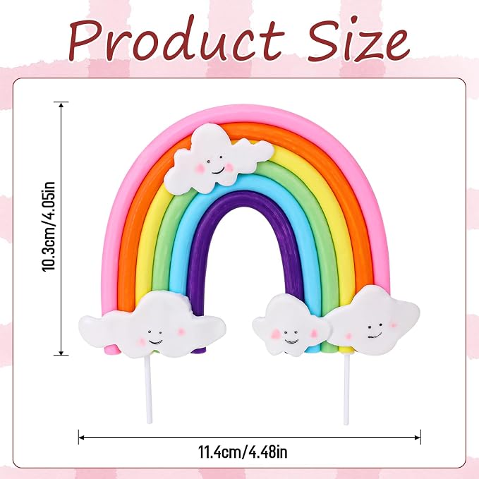 Soft Pottery Rainbow Cake Topper - Colorful Rainbow Theme Cake Decoration Supplies for Birthday Party and Wedding