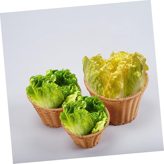 Milisten Handwoven Rattan Vegetable Basket Multi-function Kitchen Storage Basket with Lid Fruit and Bread Holder for Home Dining and Food Serving