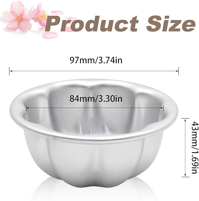 6 Pcs Egg Tart Molds Aluminum Alloy Cake Tartlets Baking Tool Flower Shape Non-stick Egg Tart Molds 3.5 X1.6inch Muffin Cupcake Pudding Baking Cup Maker