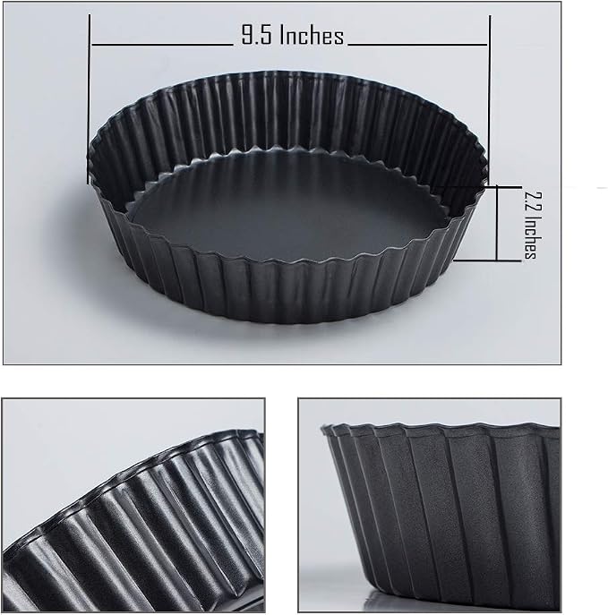 Webake 9.5 Inch Tart Pan Heavy Duty Quiche Pan Removable Bottom Nonstick Deep Baking Dish Pie Plate Pie Mold