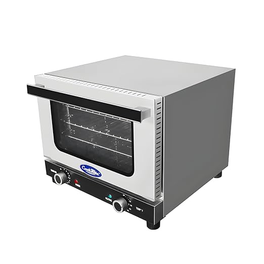 Atosa CookRite CTCO-25 Countertop Electric Convection Oven for Hotel Diner Baking | 15"H x 18 3/4"W x 19 3/4"D | Stainless Steel, Manual Control, 120V, 1440W | (Includes: Water Line Connection Kit)